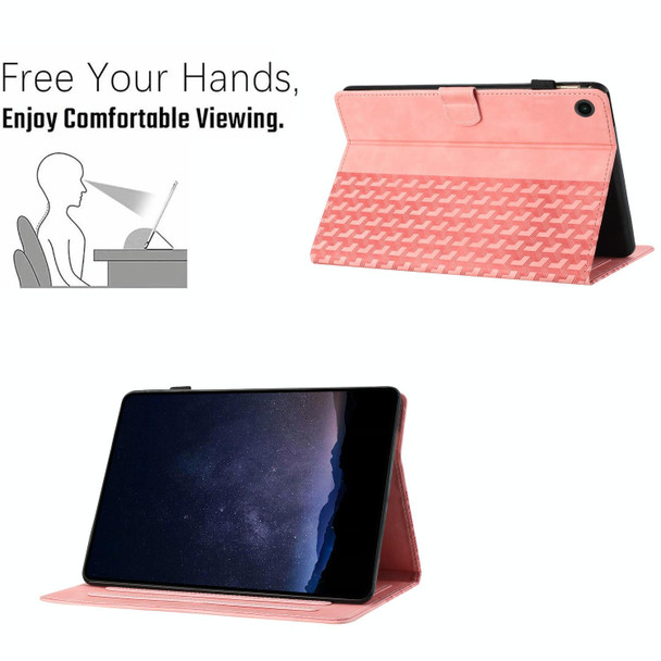 For Lenovo Tab M10 Plus 3rd Gen Building Blocks Embossed Leather Smart Tablet Case(Pink)