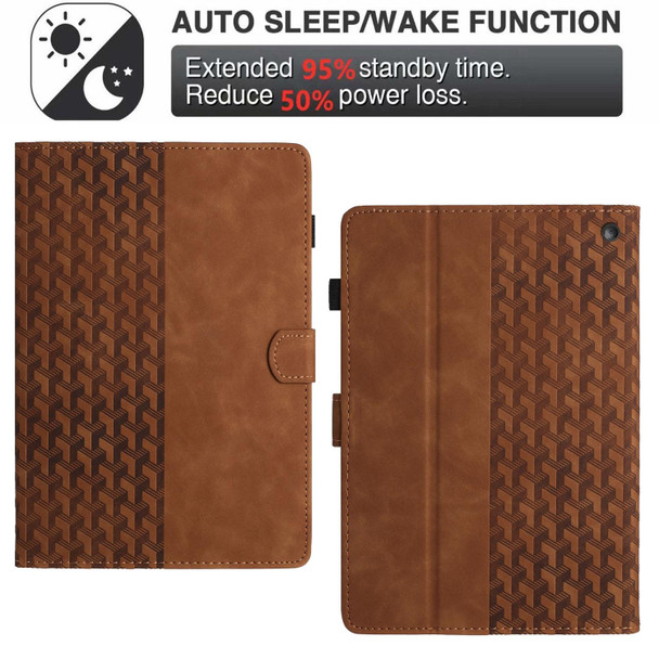 For Amazon Fire HD10 2023/2021 Building Blocks Embossed Leather Smart Tablet Case(Brown)