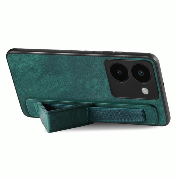 For vivo Y16 Retro Wristband Holder Leather Back Phone Case(Green)