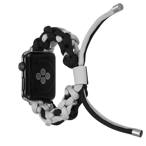 For Apple Watch SE 2023 40mm Screw Nut Dual-Color Braided Paracord Watch Band(Black Grey)