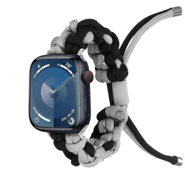 For Apple Watch SE 2023 40mm Screw Nut Dual-Color Braided Paracord Watch Band(Black Grey)