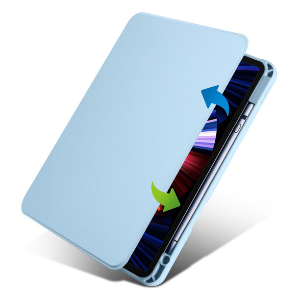 For iPad Air 13 2024 Acrylic 360 Degree Rotation Holder Leather Tablet Case(Ice Blue)