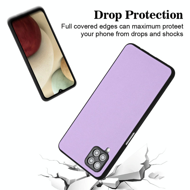 For Samsung Galaxy A12 R20 Leather Pattern Phone Single Case(Purple)