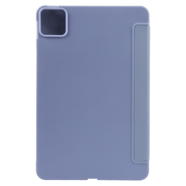 For iPad Air 11 2024 Three-fold Holder Flip Tablet Leather Case(Purple)