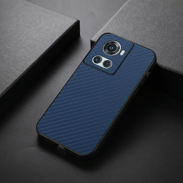 OnePlus Ace Accurate Hole Carbon Fiber Texture PU Phone Case(Blue)