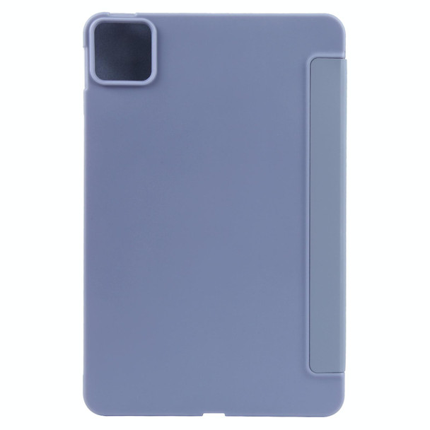 For iPad Pro 11 2024 Three-fold Holder Flip Tablet Leather Case(Purple)