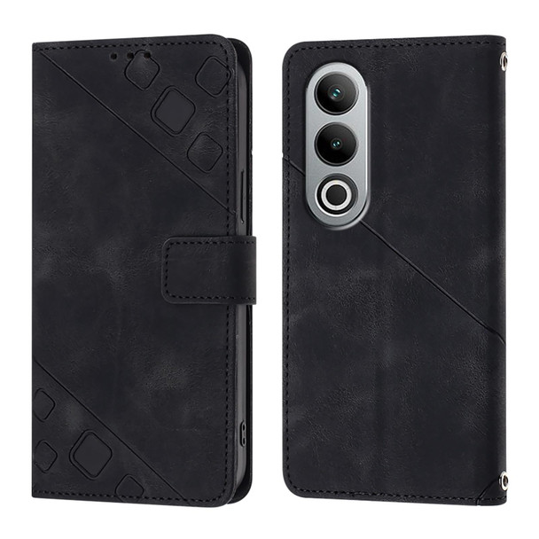 For OnePlus Nord CE4 Skin-feel Embossed Leather Phone Case(Black)