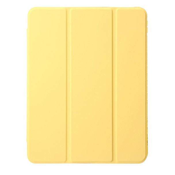 For iPad Pro 11 2024 Clear Acrylic 3-Fold Leather Tablet Case(Yellow)