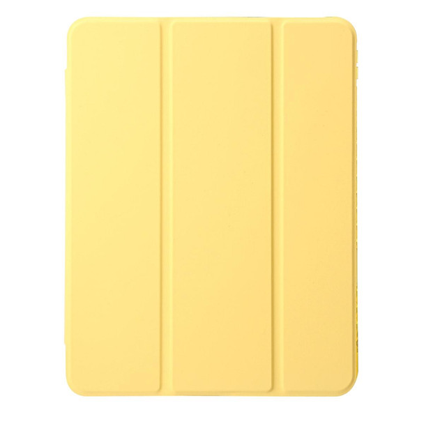 For iPad Air 11 2024 Clear Acrylic 3-Fold Leather Tablet Case(Yellow)