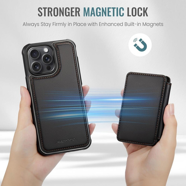 For iPhone 14 Plus JEEHOOD J05 Business Magnetic Style RFID Leather Phone Case(Black)