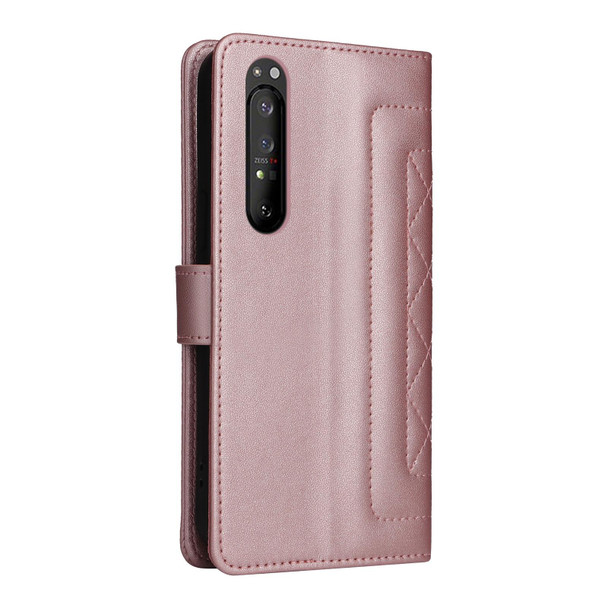 For Sony Xperia 1 II Diamond Lattice Leather Flip Phone Case(Rose Gold)