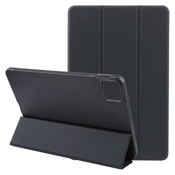 For iPad Air 13 2024 Three-fold Holder Flip Tablet Leather Case(Black)