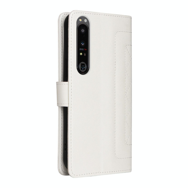 For Sony Xperia 1 IV Diamond Lattice Leather Flip Phone Case(White)