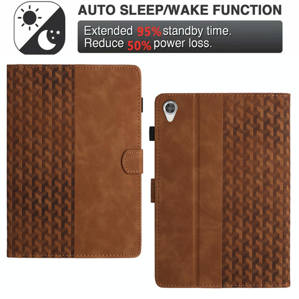 For Lenovo Tab M10 HD Gen 2 Building Blocks Embossed Leather Smart Tablet Case(Brown)