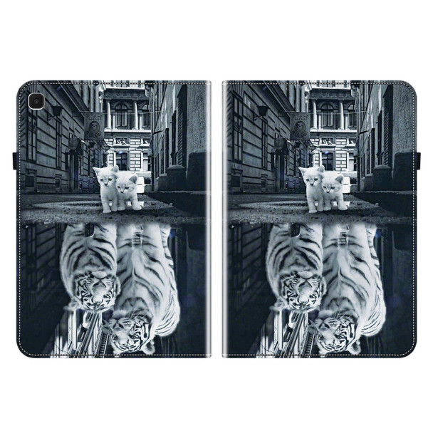 For Samsung Galaxy Tab A7 Lite 8.7 Crystal Texture Painted Leather Tablet Case(Cat Reflection Tiger)