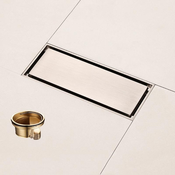 All Copper Brushed Anti-Odor Floor Drain Gravity Copper Core Bathroom Floor Drain, Specification: 8x20cm Long Invisible Medium Drain