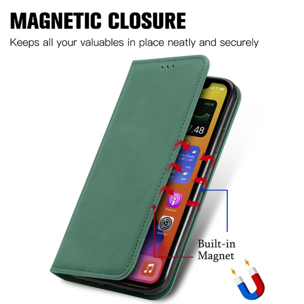 For Motorola Moto Edge 40 Neo Retro Skin Feel Magnetic Flip Leather Phone Case(Green)