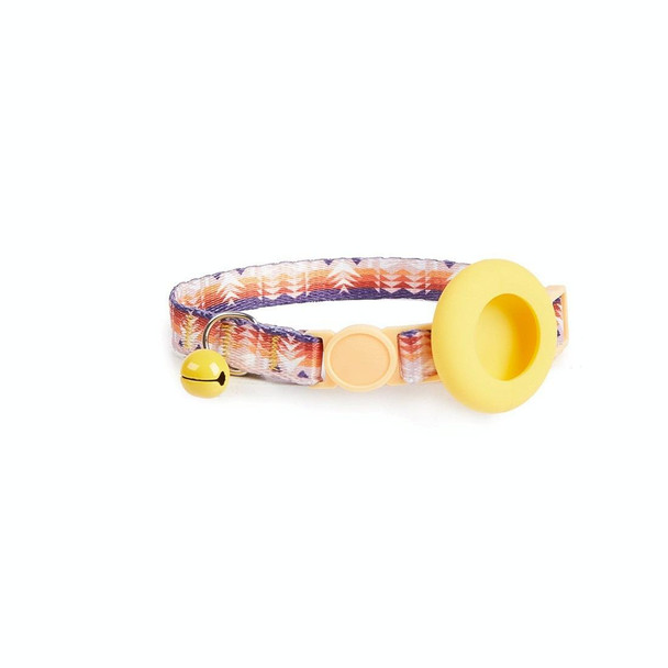 For AirTag Pet Collar Holder Print Design Case with Bell and Safety Buckle, Style: Orange Storm 