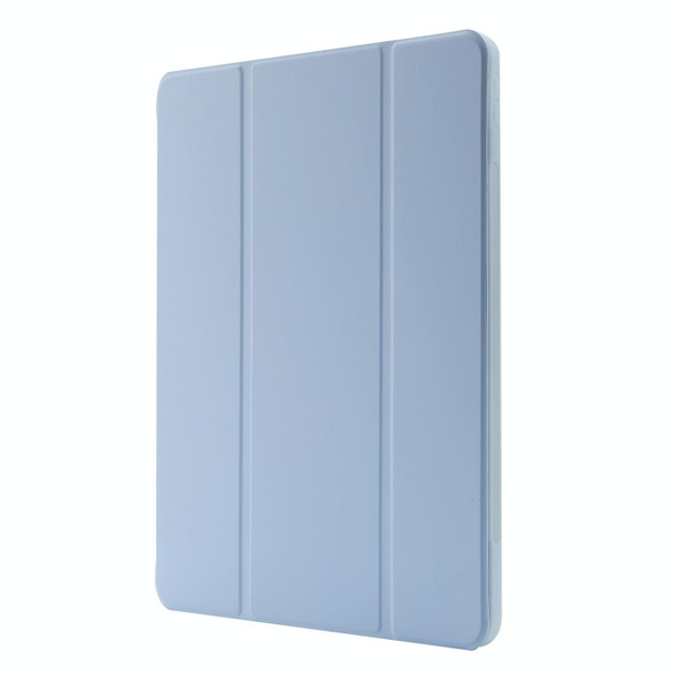 For iPad Air 13 2024 Skin Feel Tri-fold Leather Tablet Case with Pen Slot(Light Blue)