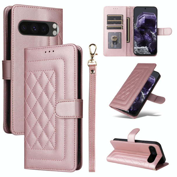 For Google Pixel 8 Pro Diamond Lattice Leather Flip Phone Case(Rose Gold)