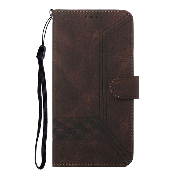 Cubic Skin Feel Flip Leatherette Phone Case - OnePlus 8 Pro(Brown)