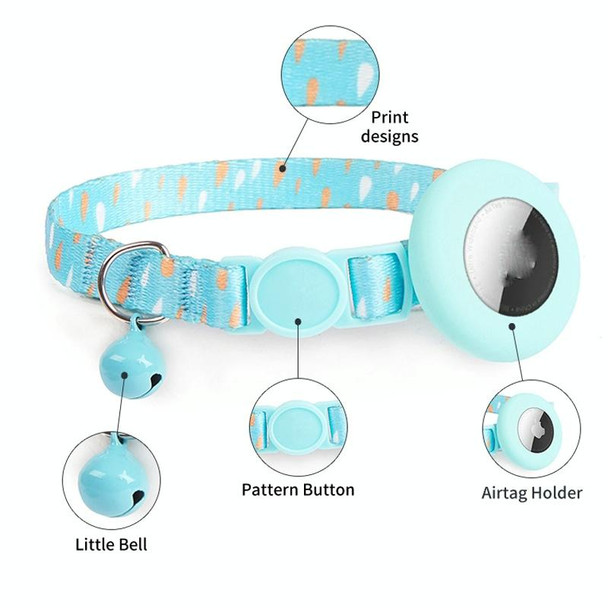 For AirTag Pet Collar Holder Print Design Case with Bell and Safety Buckle, Style: Water Moon