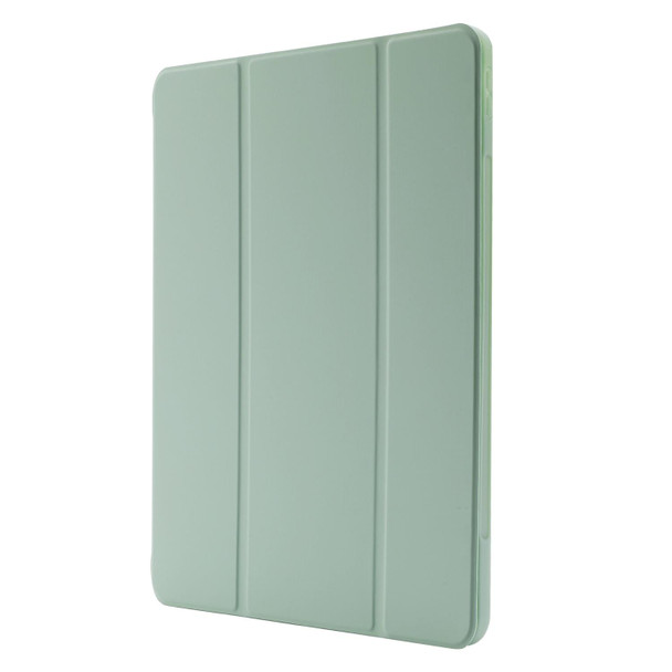 For iPad Pro 13 2024 Skin Feel Tri-fold Leather Tablet Case with Pen Slot(Matcha Green)