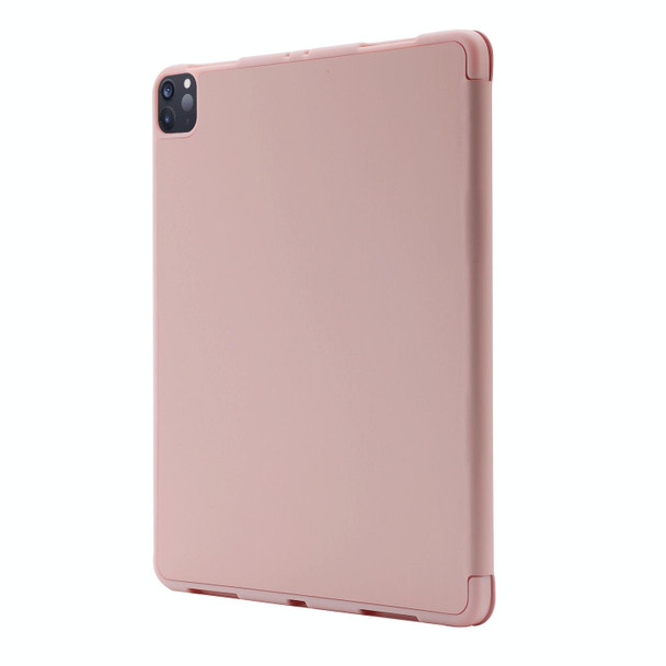 For iPad Pro 13 2024 Skin Feel Tri-fold Leather Tablet Case with Pen Slot(Pink)