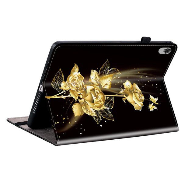 For Lenovo M10 Plus 10.3 Crystal Texture Painted Leather Tablet Case(Gold Butterfly Rose)