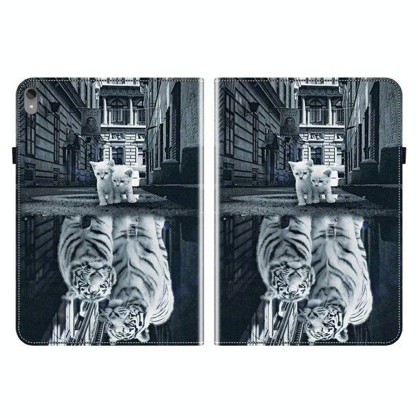 For Lenovo Tab P11 / Xiaoxin Pad Plus Crystal Texture Painted Leather Tablet Case(Cat Reflection Tiger)