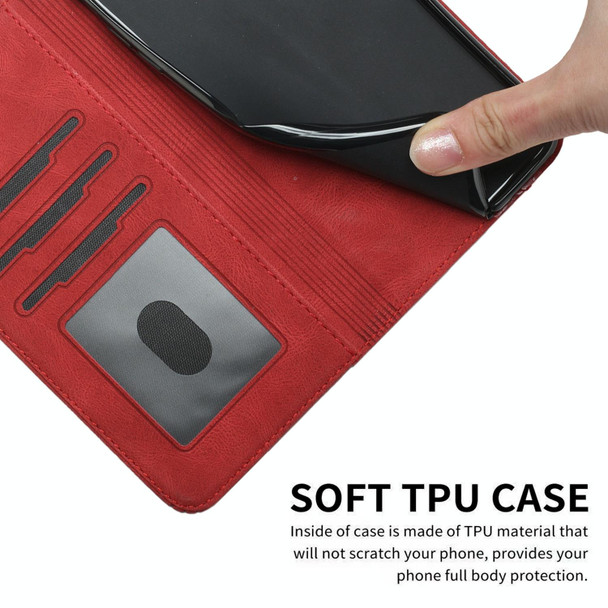 Cubic Skin Feel Flip Leatherette Phone Case - OnePlus 8 Pro(Red)