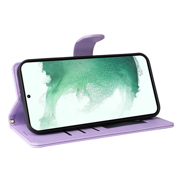 For Samsung Galaxy S22+ 5G Diamond Lattice Leather Flip Phone Case(Light Purple)