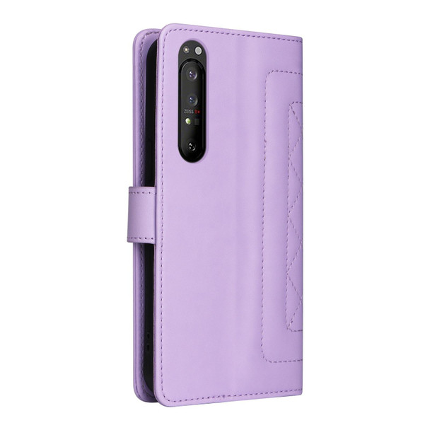 For Sony Xperia 1 II Diamond Lattice Leather Flip Phone Case(Light Purple)