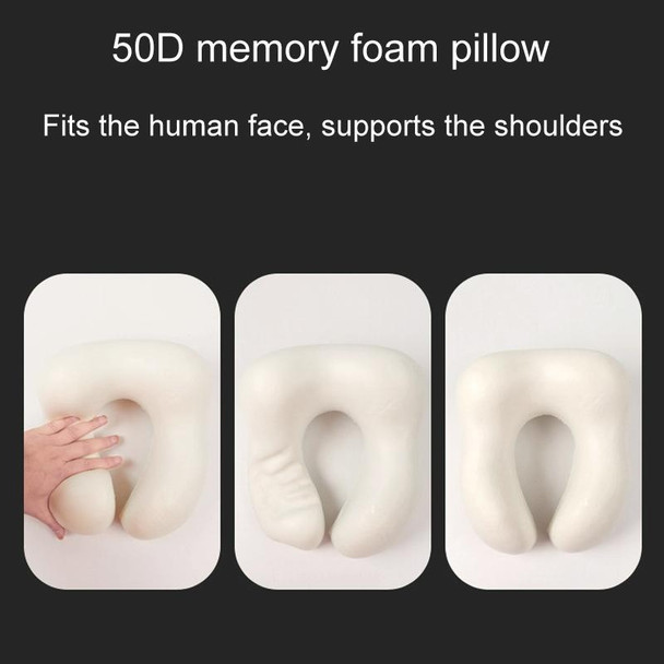 Knitted Cotton U-Shaped Memory Foam Pillow Portable Travel Neck Care Pillow(Light Gray)