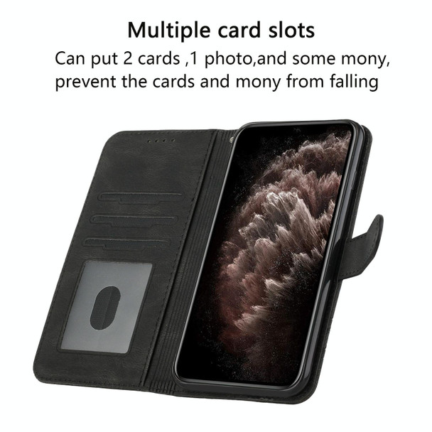 Cubic Skin Feel Flip Leatherette Phone Case - OnePlus 8 Pro(Black)