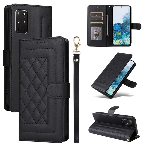 For Samsung Galaxy S20+ Diamond Lattice Leather Flip Phone Case(Black)