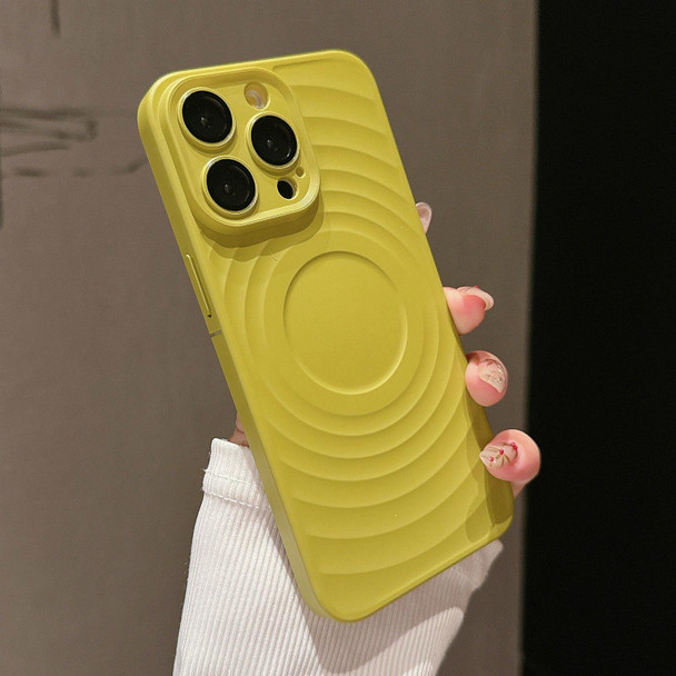 For iPhone 14 Pro Wave Texture PC Shockproof Phone Case(Avocado Green)