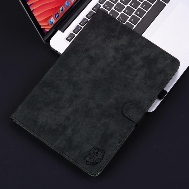 For iPad Pro 11 2024 Embossed Tiger Pattern Leather Tablet Case(Black)