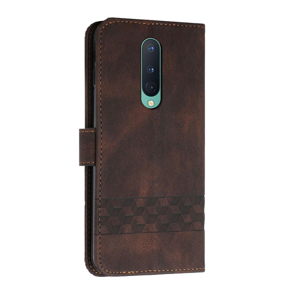 Cubic Skin Feel Flip Leatherette Phone Case - OnePlus 8(Brown)