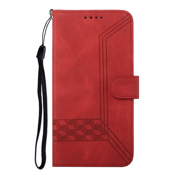 Cubic Skin Feel Flip Leatherette Phone Case - OnePlus 8(Red)