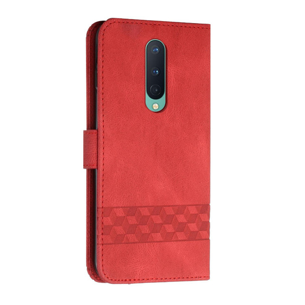 Cubic Skin Feel Flip Leatherette Phone Case - OnePlus 8(Red)