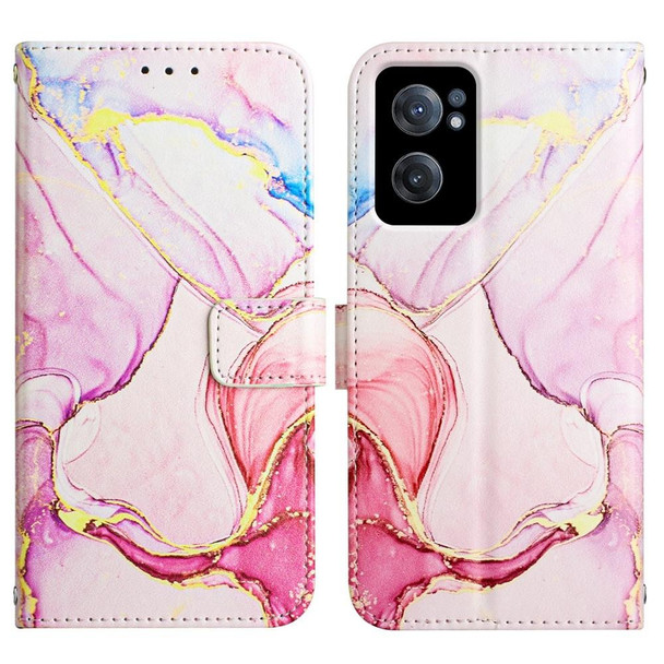 OnePlus Nord CE 2 5G PT003 Marble Pattern Flip Leather Phone Case(Rose Gold LS005)
