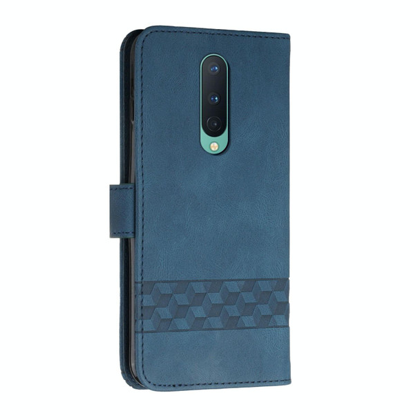 Cubic Skin Feel Flip Leatherette Phone Case - OnePlus 8(Blue)