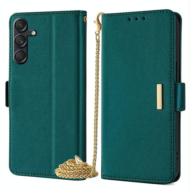 For Samsung Galaxy M55 Crossbody Chain Leather Phone Case(Green)