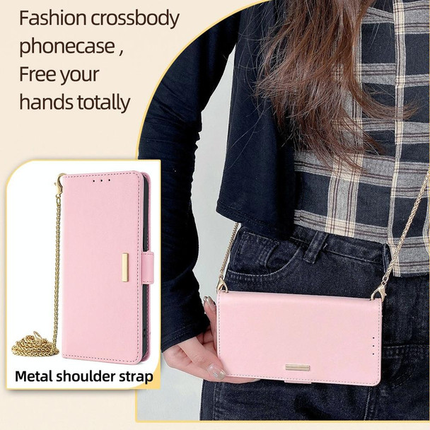 For Samsung Galaxy S24+ 5G Crossbody Chain Leather Phone Case(Pink)