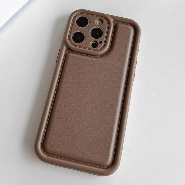 For iPhone 15 Pro Max Frosted Leather Texture TPU Phone Case(Coffee)
