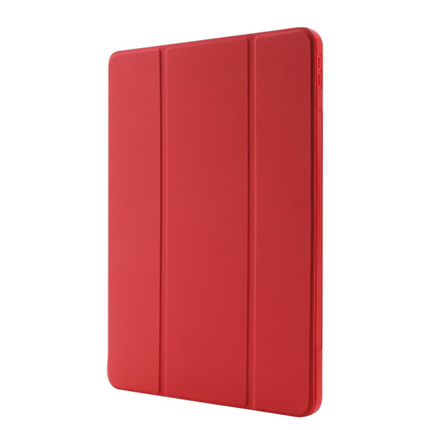 For iPad Pro 11 2024 Skin Feel Tri-fold Leather Tablet Case with Pen Slot(Red)