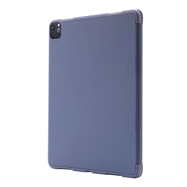 For iPad Pro 11 2024 Skin Feel Tri-fold Leather Tablet Case with Pen Slot(Lavender)