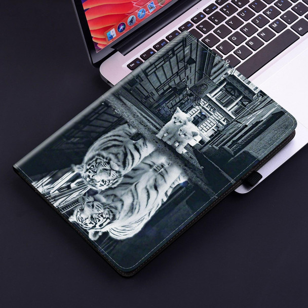 For Lenovo M10 Plus 10.3 Crystal Texture Painted Leather Tablet Case(Cat Reflection Tiger)