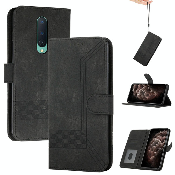 Cubic Skin Feel Flip Leatherette Phone Case - OnePlus 8(Black)